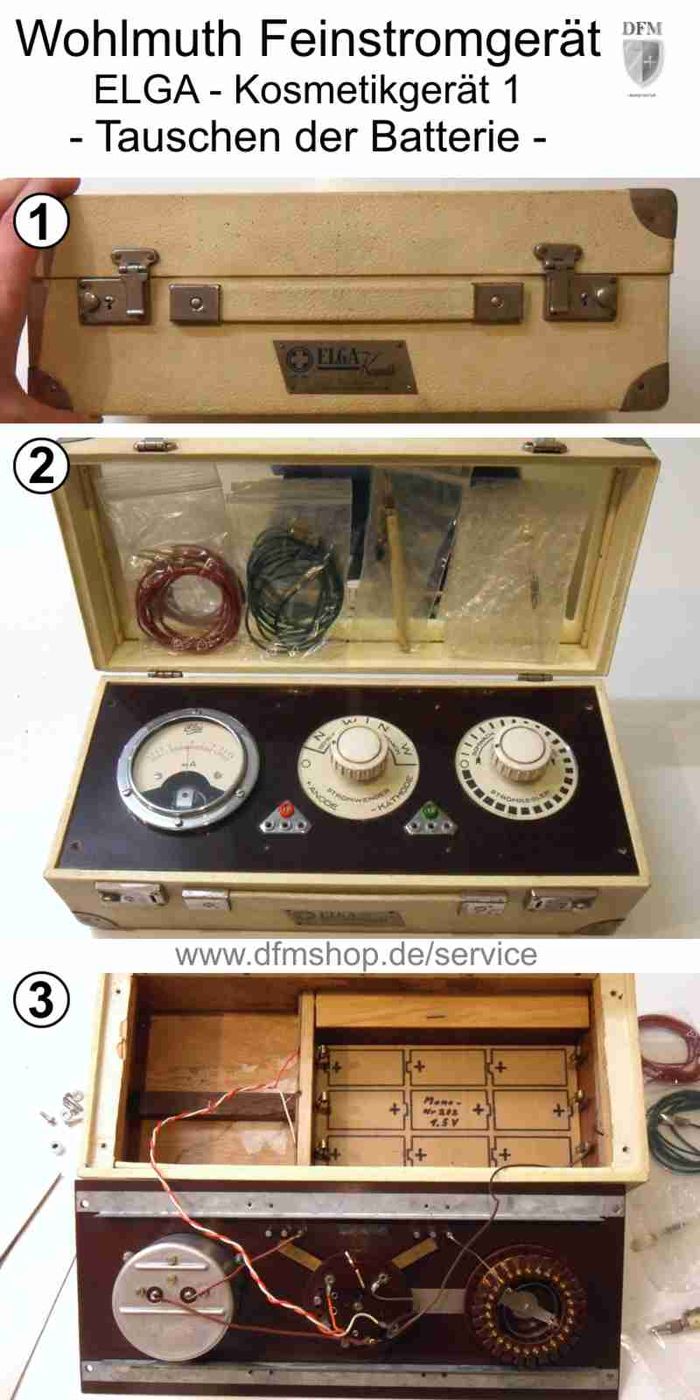 ELGA-Kosmetik – Galvanisches Feinstromgerät der Firma Wohlmuth (ca. 1940/1950)
