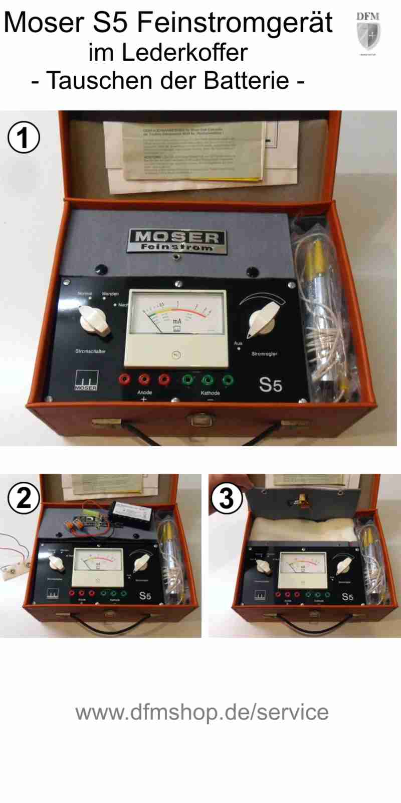Moser S5 - Galvanisches Feinstromgerät - Batterie selber tauschen